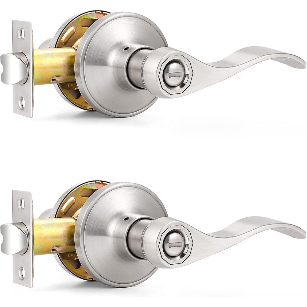 Alavancas de porta Probrico Brushed Nickel Privacy Wave Style