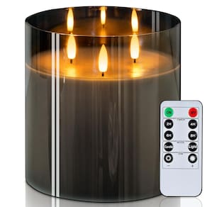 Vela sem chama Homemory, pilar LED de vidro de 6x6" com controle remoto