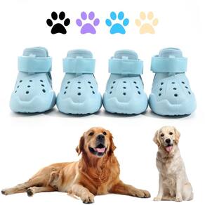 Sapatos para cães, sandálias para cães DOGOYS, antiderrapantes, impermeáveis, 4 peças, azuis