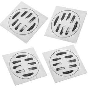 Ralo Aço Inox 10x10 Banheiro Lavabo Kit 4 Unidades Anti Inseto Anti Odor Grande Escoamento Higienico