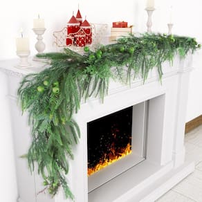 Guirlanda de Natal Norfolk Pine 1,8 m com frutas verdes para decoração