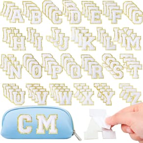 Letter Patches Yilloog 104 unidades autoadesivas em chenille branco