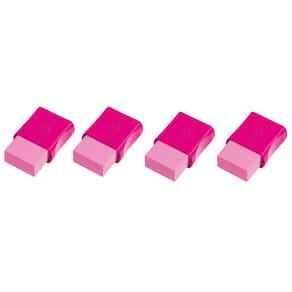 Kit 04 Borracha Escolar Faber Castell Max Rosa Neon