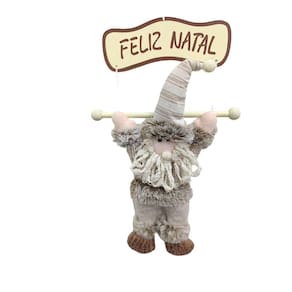 Enfeite De Natal Papai Noel Ou Boneco De Neve Com Placa Feliz Natal 46cm X 28cm Xts8648 Papai Noel