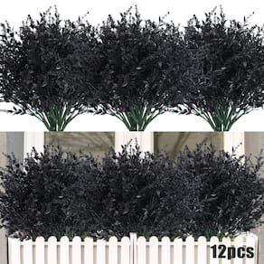 Flores artificiais RECUTMS resistentes a UV 12 pacotes pretos