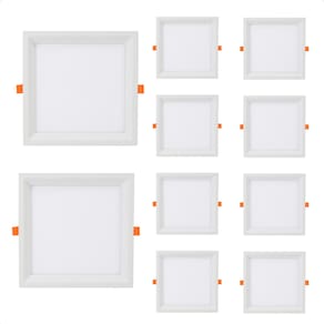 Kit 10 Painel de Led Quadrado Embutir Recuado 6W Bivolt Taschibra 3000K Quente