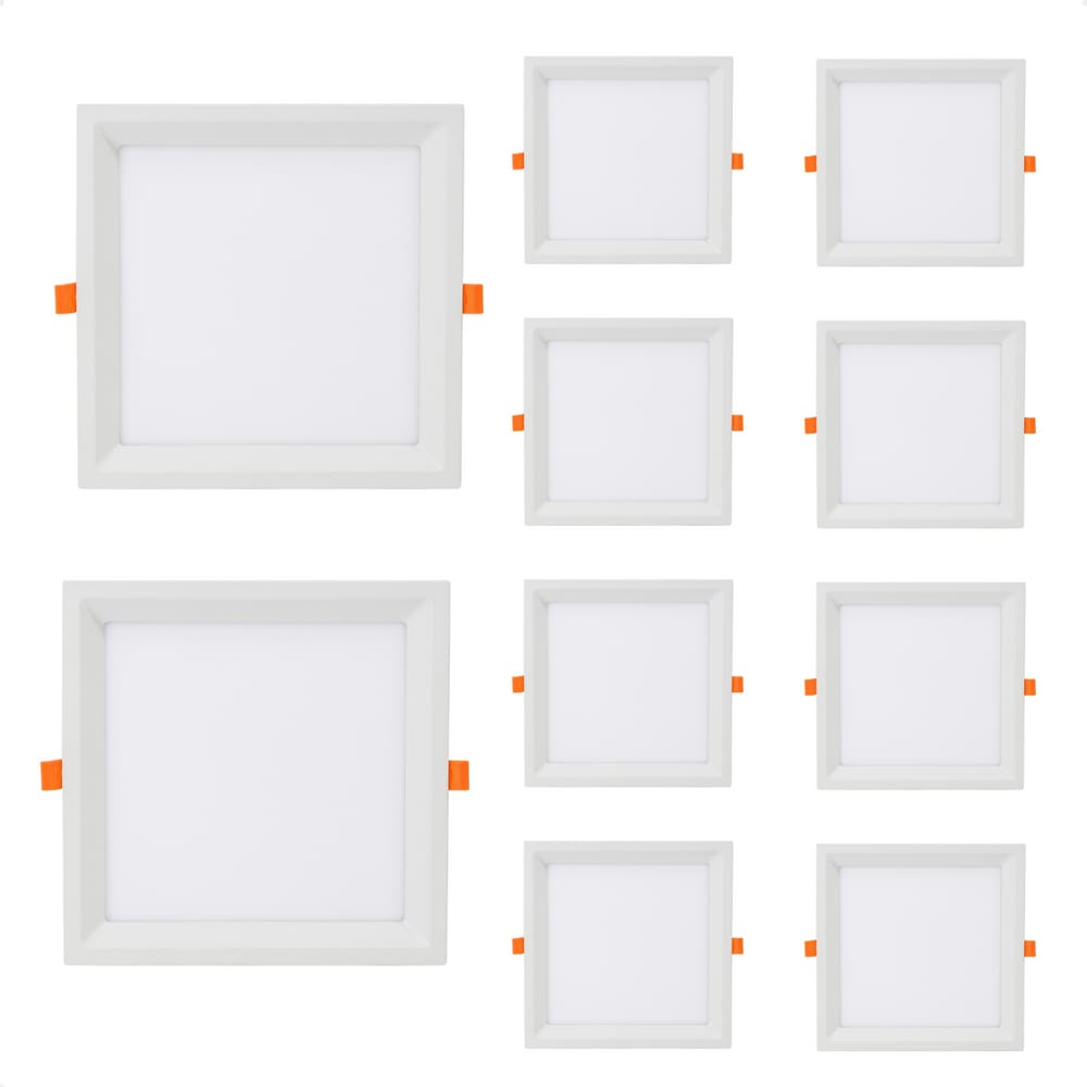 Kit 10 Painel de Led Quadrado Embutir Recuado 6W Bivolt Taschibra 6500K Frio