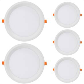 Kit 5 Painel de Led Redondo Embutir Recuado 24W Bivolt Taschibra 6500K Frio