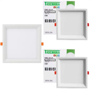Kit 3 Painel de Led Quadrado Embutir Recuado 6W Bivolt Taschibra 3000K Quente