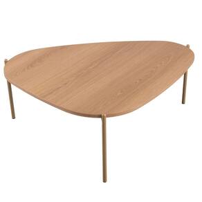 Mesa de Centro Orgânica Artesano 77 cm (Largura) em MDP Hanover e Pés em Aço Dourado