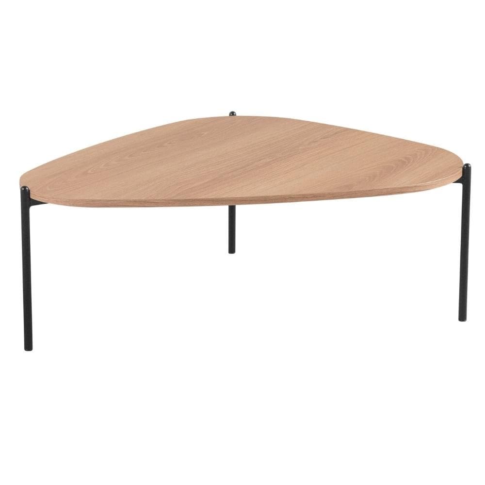 Mesa de Centro Orgânica Artesano 77 cm (Largura) em MDP Hanover e Pés em Aço Preto