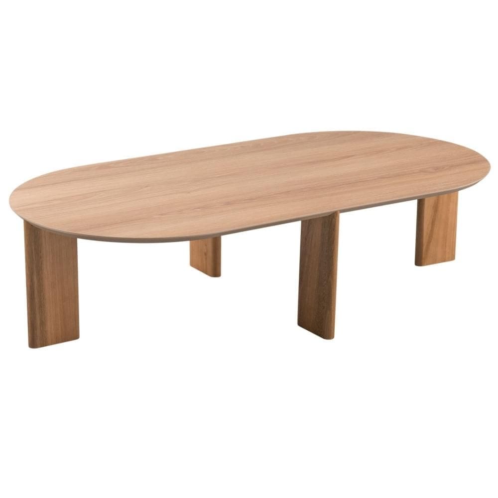 Mesa de Centro Orgânica Chanfrada Artesano 120 cm (Largura) em MDP Hanover e Pés em Madeira Maciça
