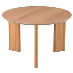 Mesa de Centro Redonda Orgânica Chanfrada Artesano 60 cm (Larg) MDP Hanover e Pés em Madeira Maciça