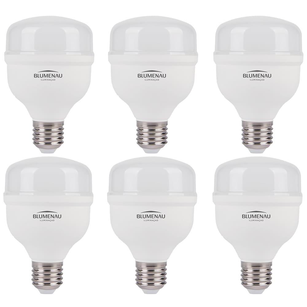Kit 6 Lâmpadas High Led 30W Bivolt E27 6500K Luz Branca Blumenau