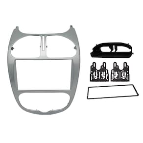 Moldura 2 Din Peugeot 206 p/ MP5 - 04 a 08 - Prata - Fiamon