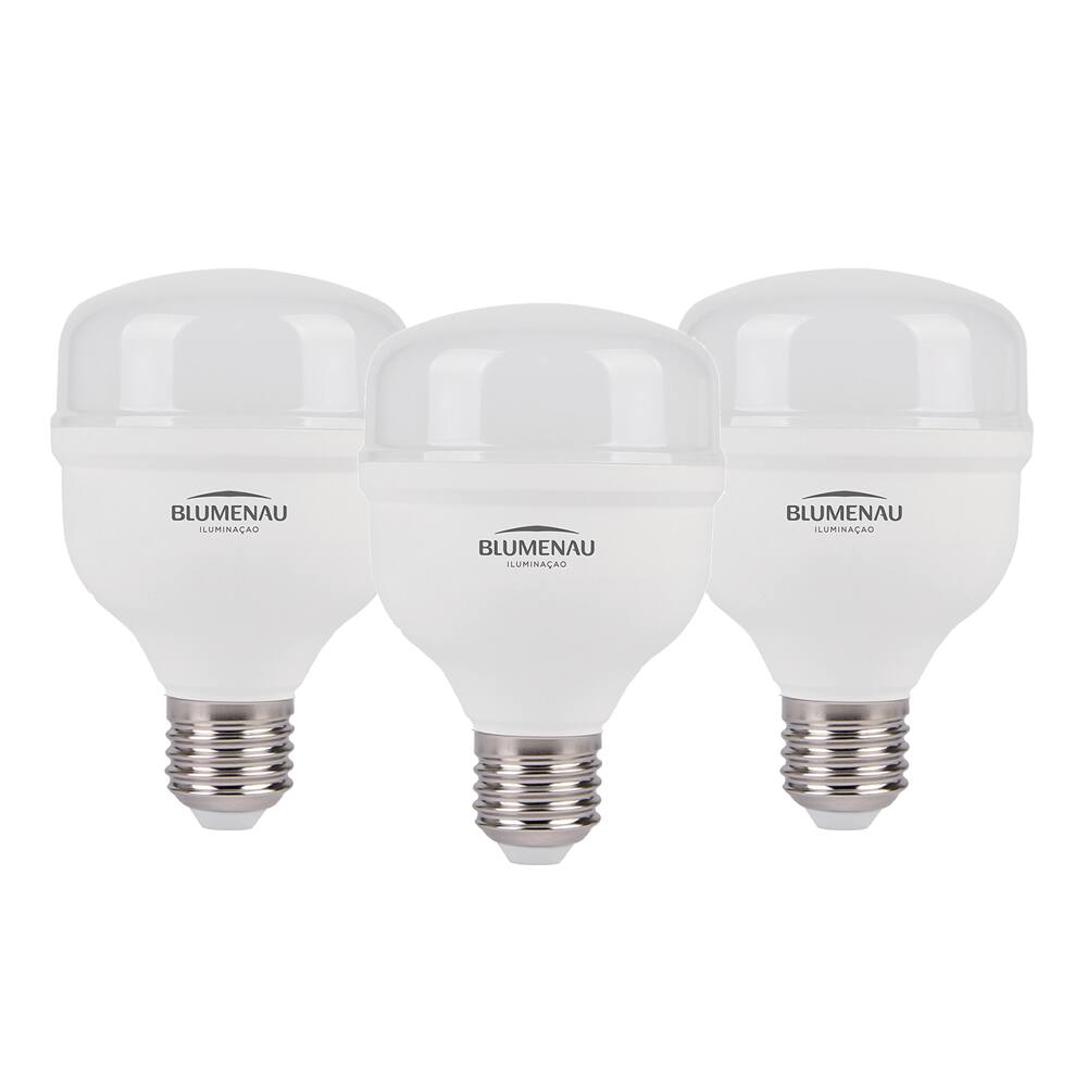 Kit 3 Lâmpadas High Led 50W Bivolt E27 6500K Luz Branca Blumenau