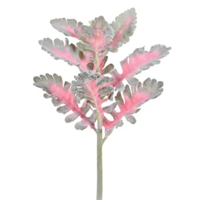 Haste Folhas Flocadas X9 Creme Vermelho