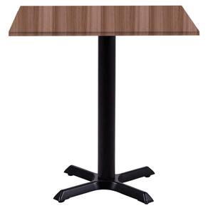 Mesa Ômega Ferro Preto 74 cm (Alt) Base em X Tampo MDP Quadrado 60 cm (Larg) x 2,50 cm (Alt) Walnut