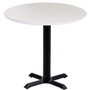 Mesa Ômega Ferro Preto 74 cm (Alt) Base em X Tampo MDP Redondo 60 cm (Larg) x 2,50 cm (Alt) Branco