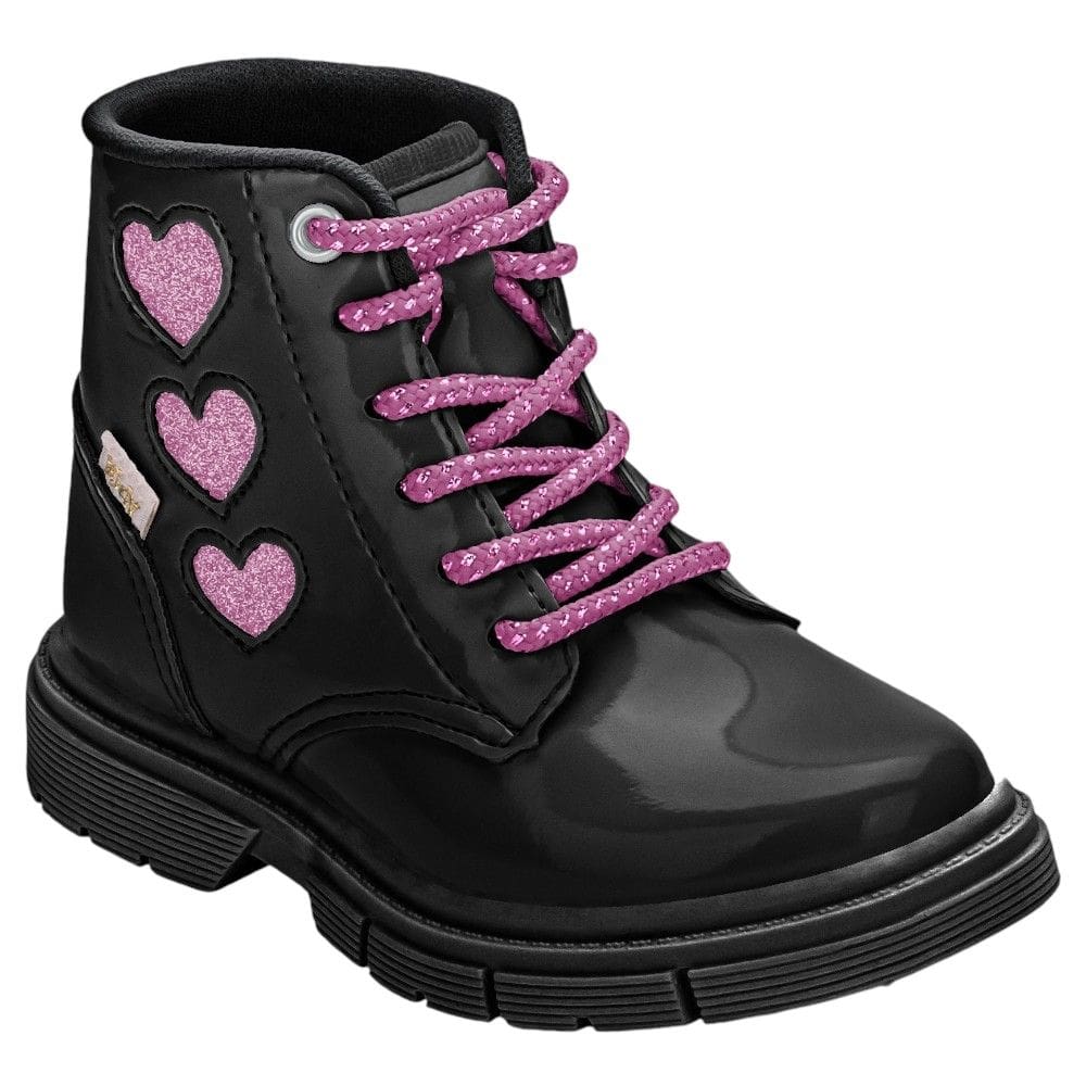 Coturno Infantil Menina Kidy Preto/Pink