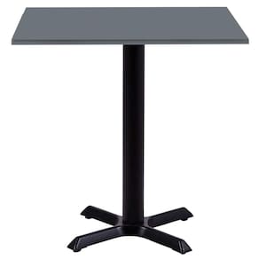 Mesa Ômega Ferro Preto 74 cm (Alt) Base em X Tampo MDP Quadrado 70 cm (Larg) x 2,50 cm (Alt) Grafito