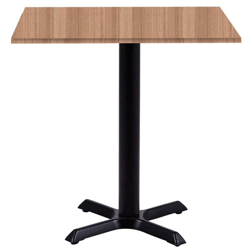 Mesa Ômega Ferro Preto 74 cm (Alt) Base em X Tampo MDP Quadrado 70 cm (Larg) x 2,50 cm (Alt) Noce Nat