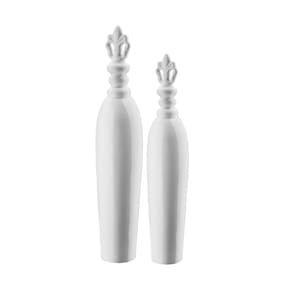 Conjunto 2 Garrafas Vasos Decorativos Enfeite Flor De Lis, 80 e 70 cm