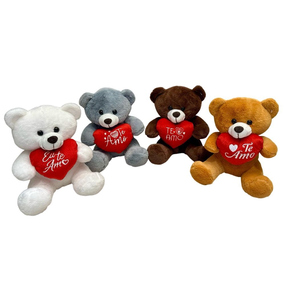 Urso De Pelucia Com Coracao Te Amo Cesta Romantico Ursinho Namorados - 19cm
