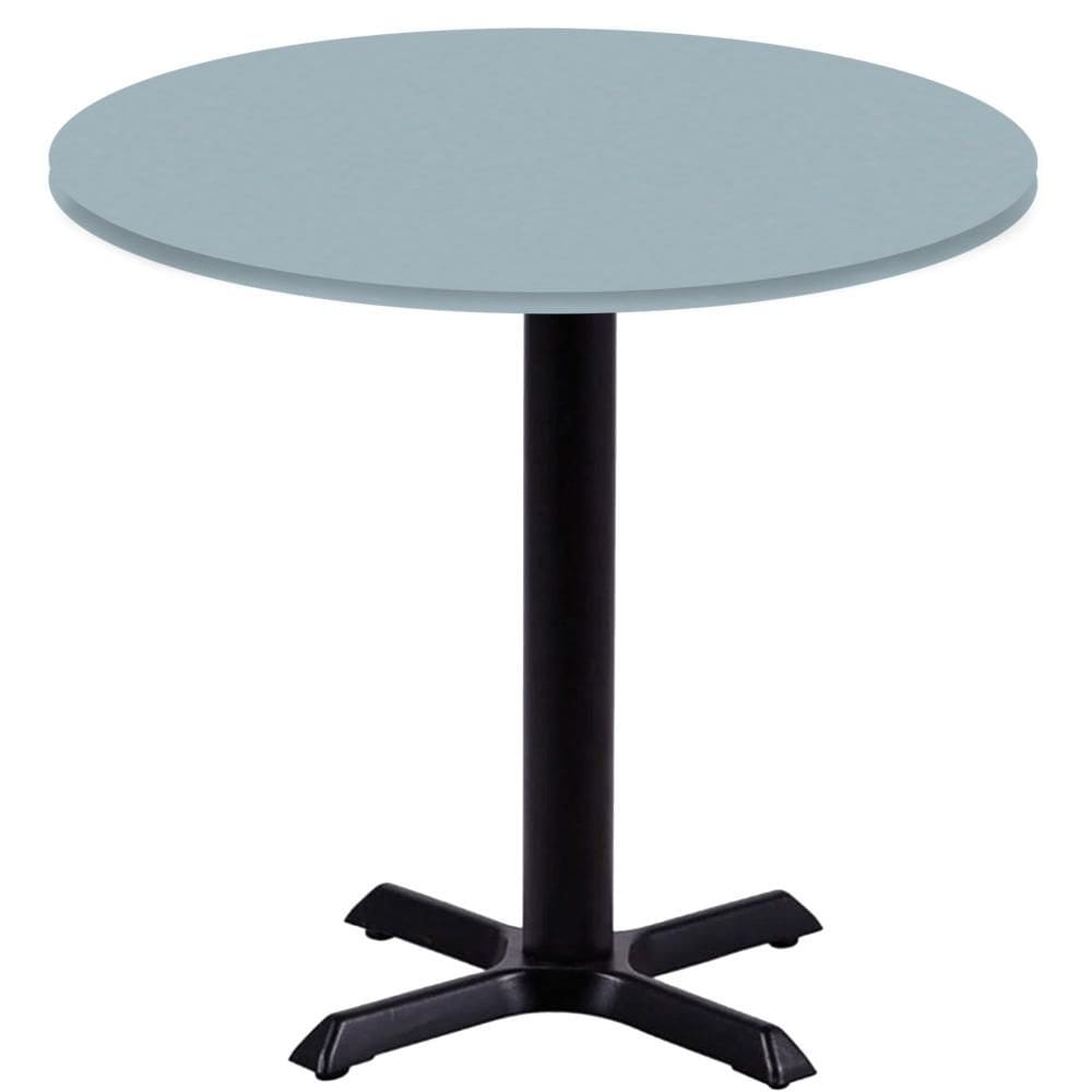 Mesa Ômega Ferro Preto 74 cm (Alt) Base em X Tampo MDP Redondo 70 cm (Larg) x 2,50 cm (Alt) Cinza