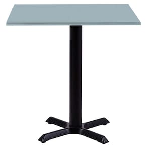 Mesa Ômega Ferro Preto 74 cm (Alt) Base em X Tampo MDP Quadrado 80 cm (Larg) x 2,50 cm (Alt) Cinza