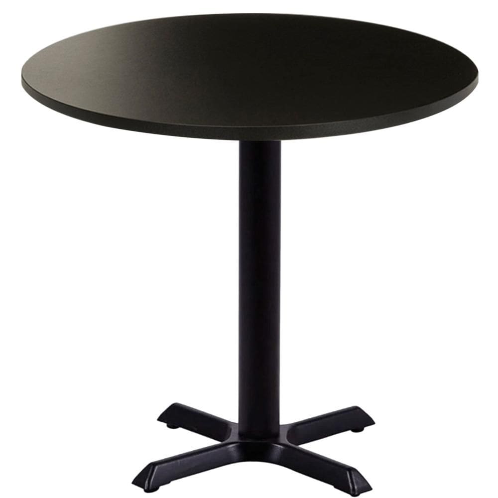 Mesa Ômega Ferro Preto 74 cm (Alt) Base em X Tampo MDP Redondo 80 cm (Larg) x 2,50 cm (Alt) Preto