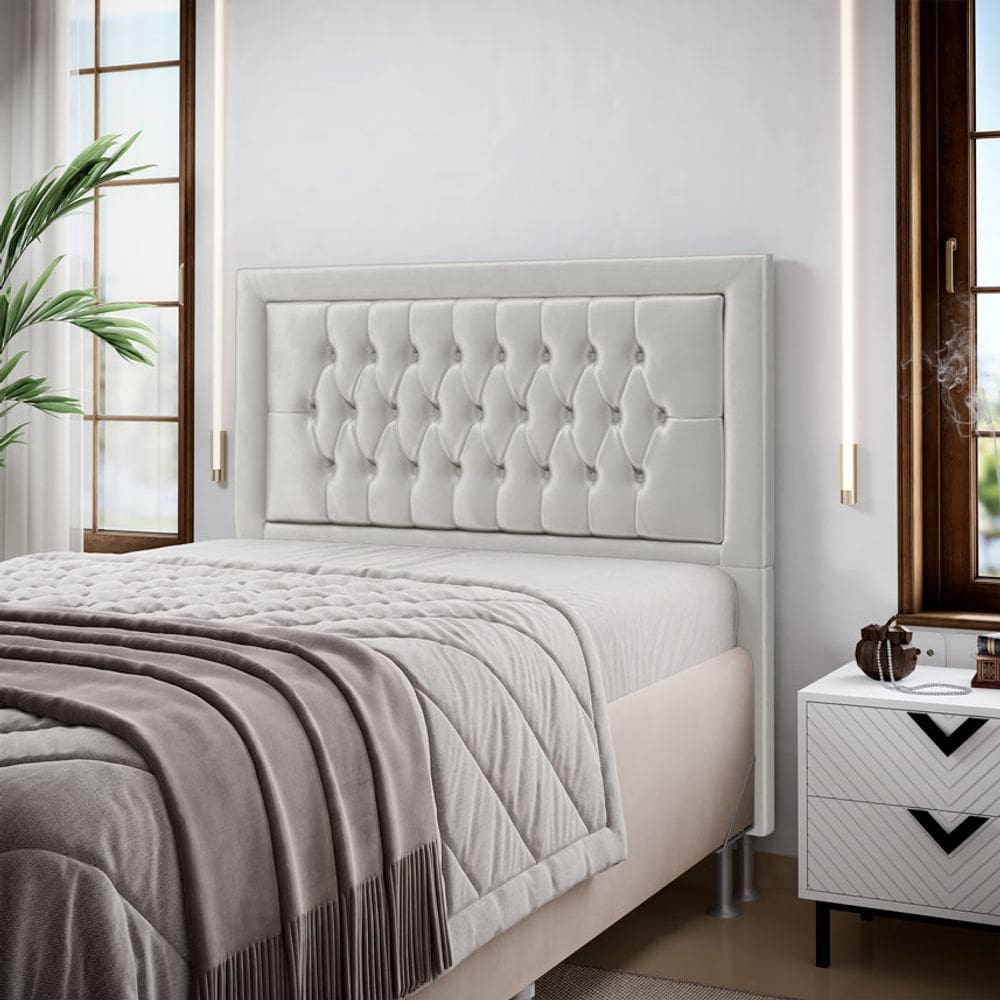 Cabeceira Pegasus 195 Premium / N-023 Veludo Cinza Claro