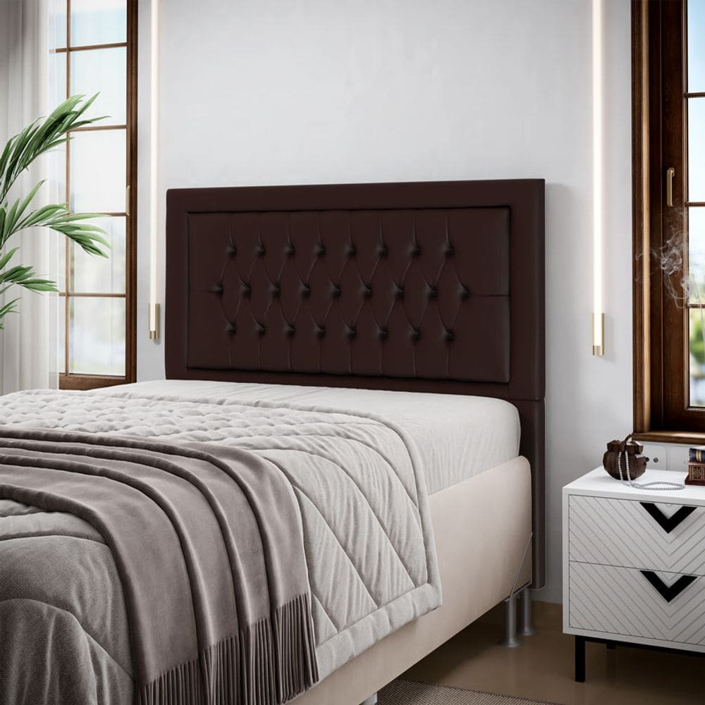 Cabeceira Pegasus 195 Premium / A-011 Couro Artificial Marrom