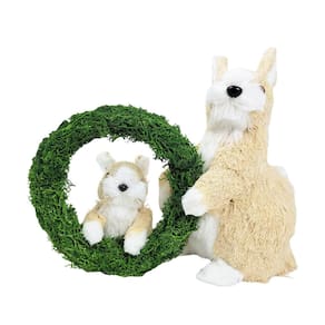 Coelho Com Filhote Linha Cru E Verde Decoração De Páscoa