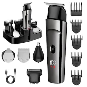 Aparador de barba 7d24hcare, kit 5 em 1, telão LED para barbeador elétrico
