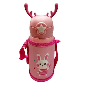 Garrafa Squeeze Rosa Infantil Escolar Inox Térmica Água 600 mL