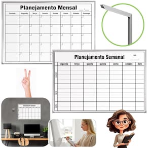 Kit Quadro De Planejamento Mensal E Semanal 90X60Cm - Souza