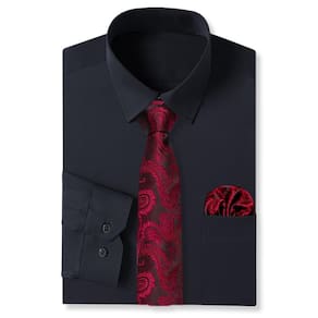 Combinação de camisa e gravata Cromoncent Masculina Preta e Vermelha 4XL