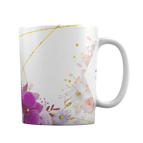 Caneca Branca Lembrancinha Presente Flores Floral Orquídea