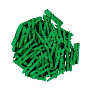 Mini Prendedor Madeira 2,5Cm Com 100 Unidades Verde Bandeira