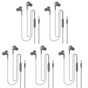 Fones de ouvido com fio e microfone, pacote com 5 unidades (cinza escuro)