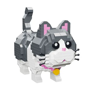 Conjunto de blocos de construção Pet Cute Grey Cat 673 unidades para meninos e meninas
