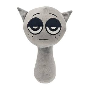 Almofada Sprunki de pelúcia recheada para fãs de jogos de terror (25 cm) cinza