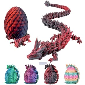 Estatueta de dragão de dragão impressa em 3D com ovo de dragão