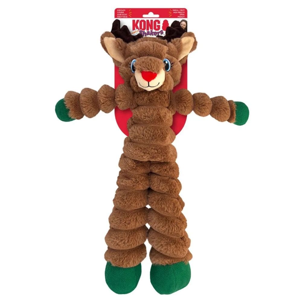 Brinquedo Kong Holiday Shakers Crumples Reindeer Pelúcia Rena Com Apito Para Cães X-Grande