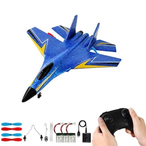 Avião RC Su-27 de 2 canais para crianças de 12 anos ou mais com 3 baterias