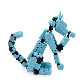 Action Figure T13 Action Cat Robot impresso em 3D em azul