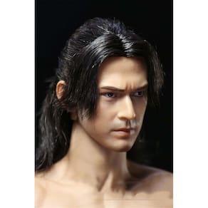 Soldado asiático masculino esculpido com cabeça em escala 1/6 para boneco de 12"