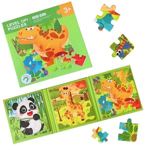 Livro de quebra-cabeças magnéticos para crianças de 3 a 6 anos com 3 temas de desenhos animados
