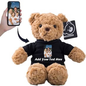 Brinquedo de pelúcia Stuffed Bear, ursinho de pelúcia personalizado, 33 cm, preto